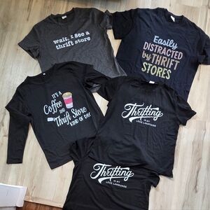 Black Thrifting Graphic Tshirts Set Of 5